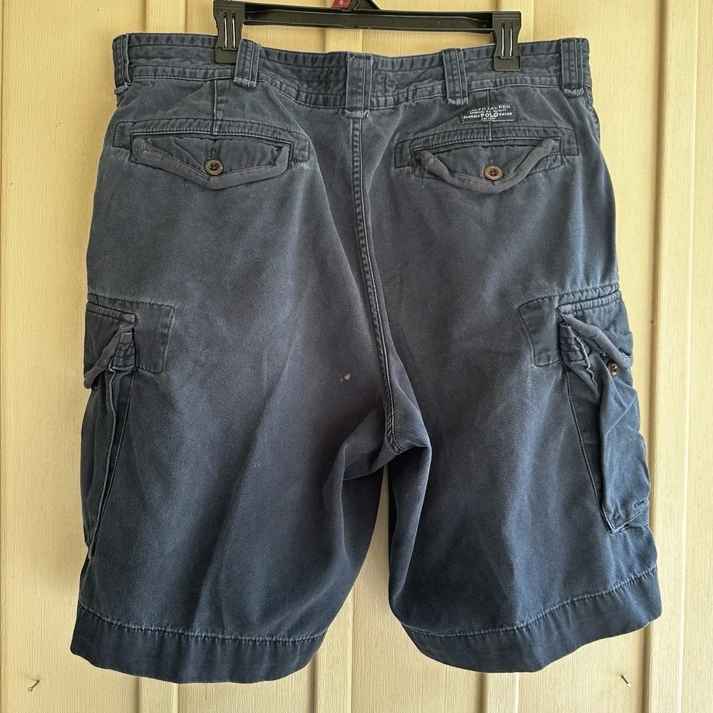 Vintage Polo Ralph Lauren Cargo Shorts Mens 38 Navy Military 9.5